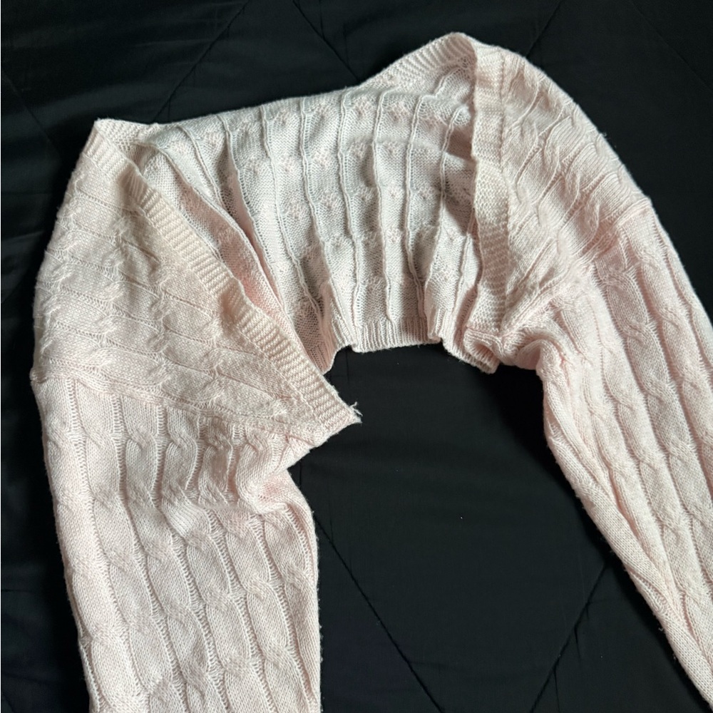 SHEIN Light Pink Cable Knit Shrug